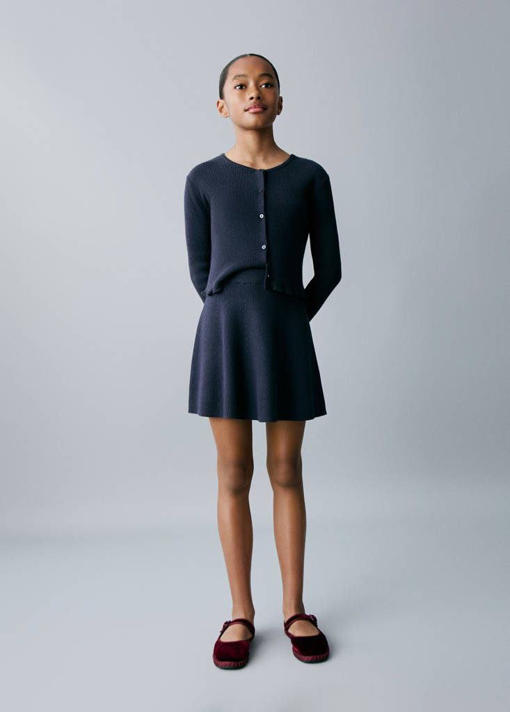 MANGO KIDS - Jupe maille côtelée bleu marine - 5-6 ans - Fille