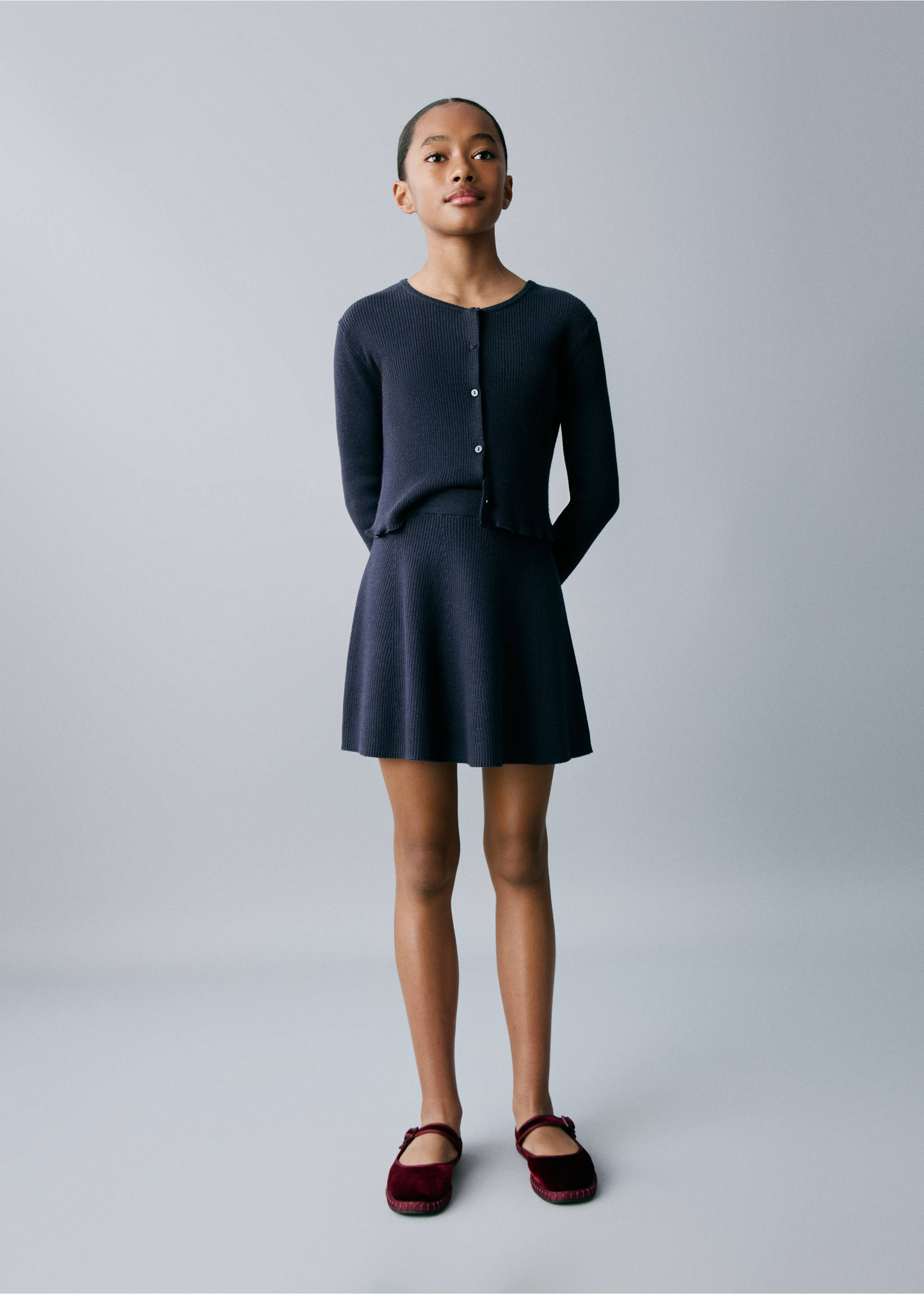 Cable knit skirt - General plane, Navy. Ref: 17073280-00.