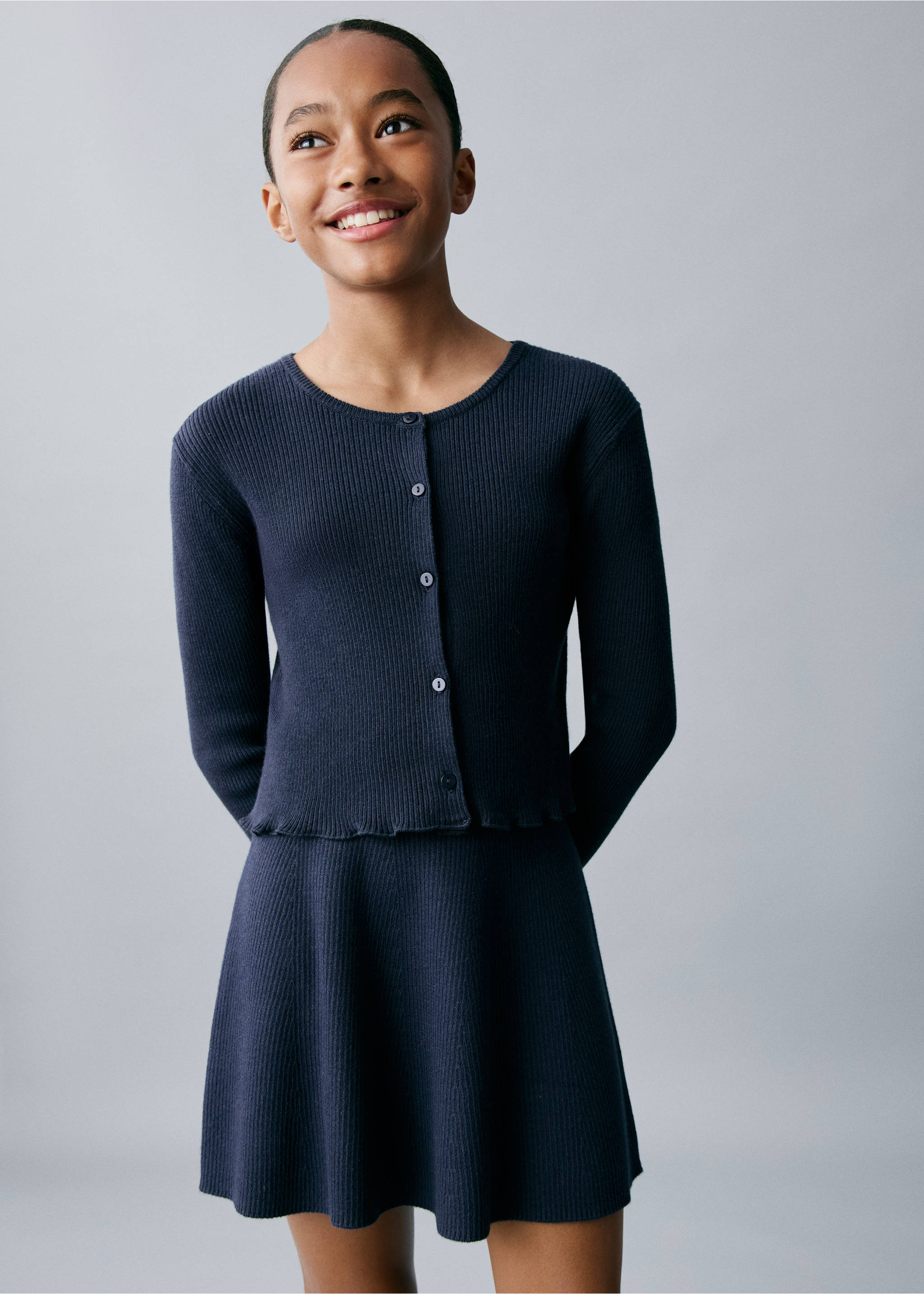 Cable knit skirt - Medium plane, Navy. Ref: 17073280-00.