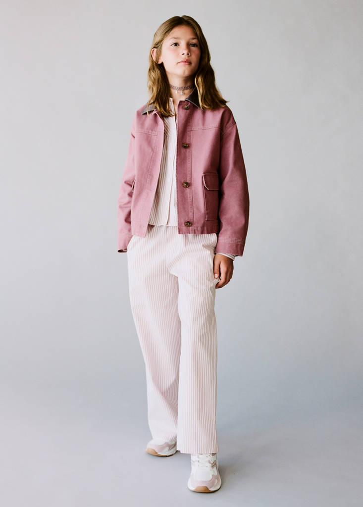 Striped cotton trousers — Pink