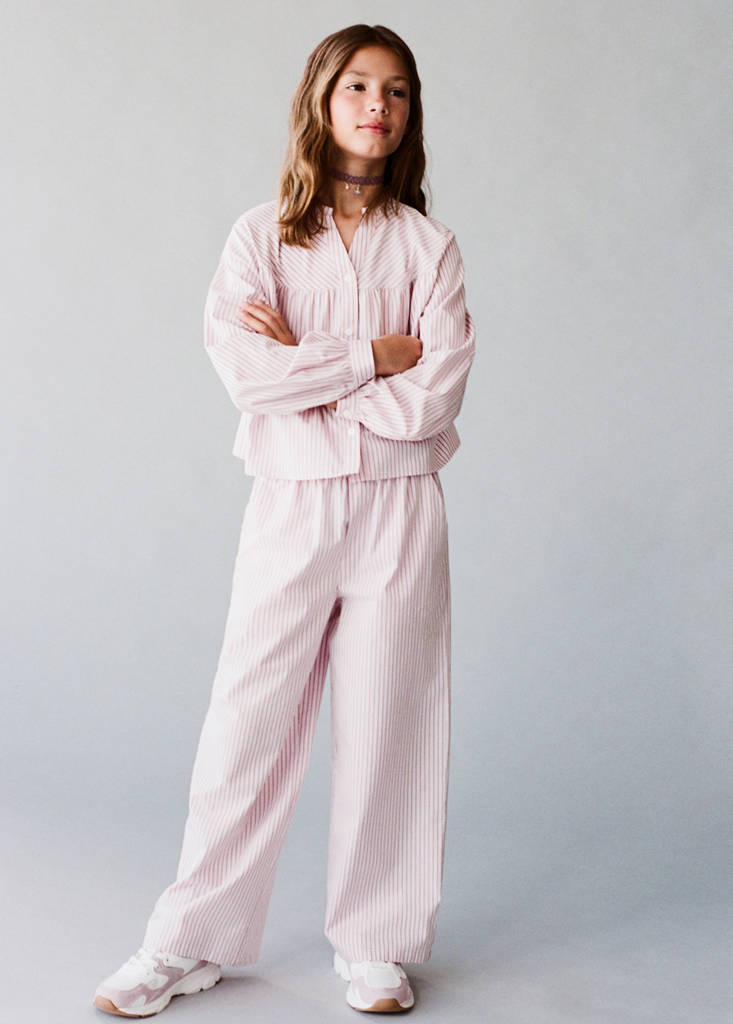 Striped cotton trousers — Pink