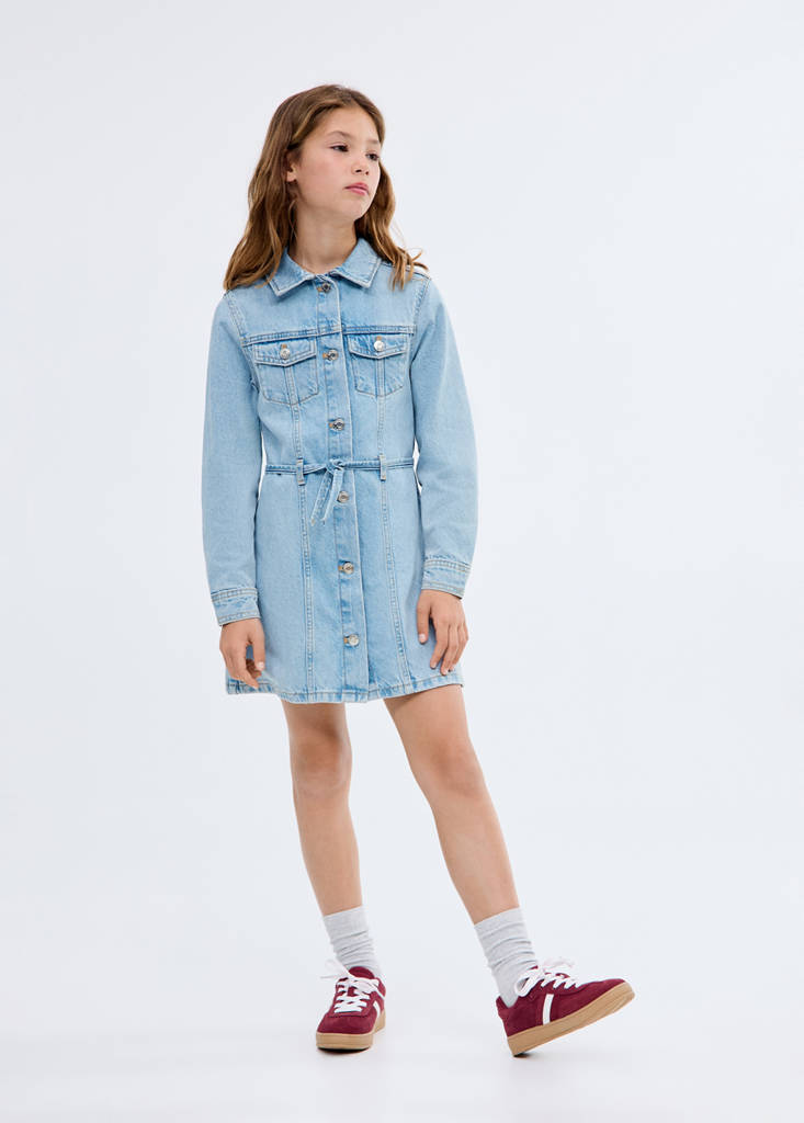Knot denim dress — Medium Blue