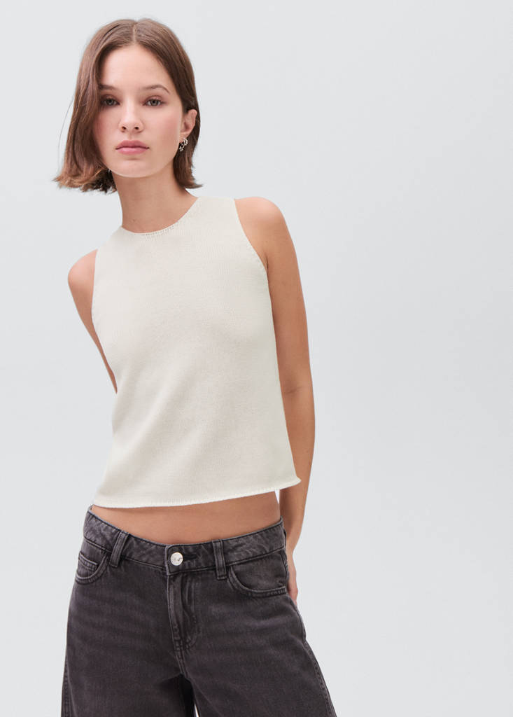 Knitted top with drawstring — Off White