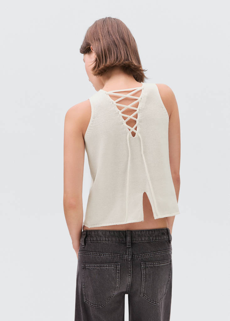 Knitted top with drawstring — Off White