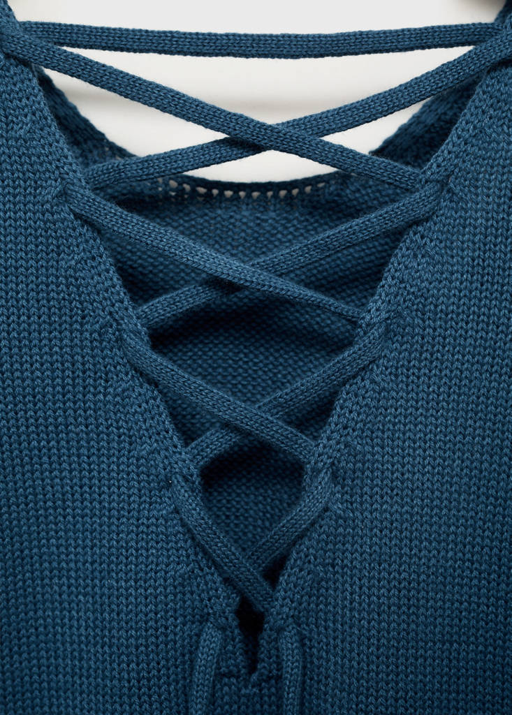 Knitted top with drawstring — Petrol Blue