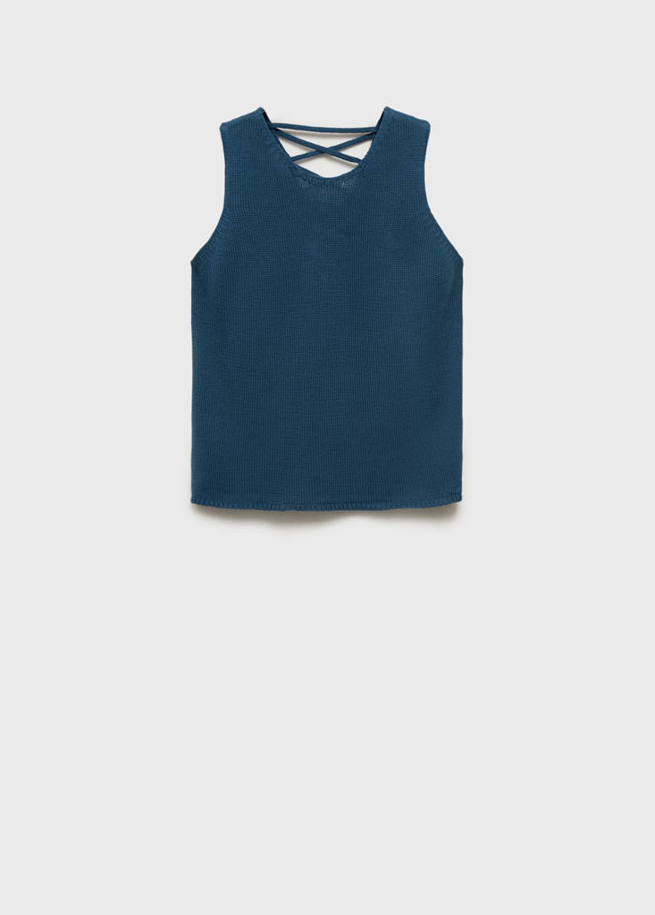 Knitted top with drawstring — Petrol Blue
