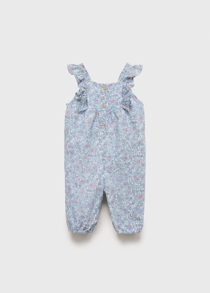 Floral print dungarees — Blue