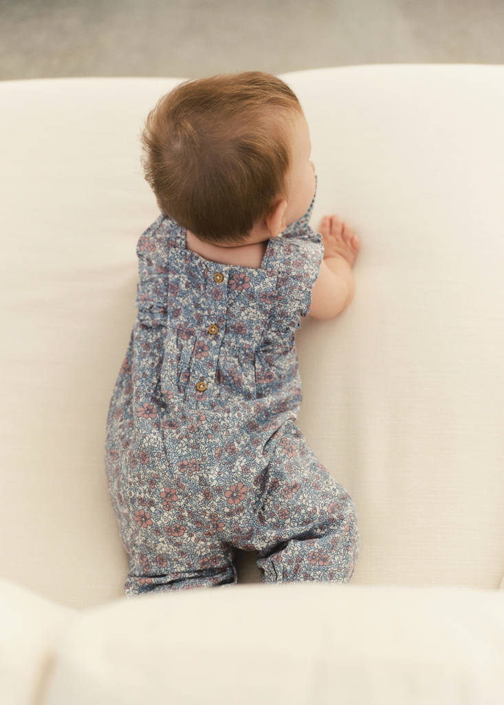 Floral print dungarees — Blue