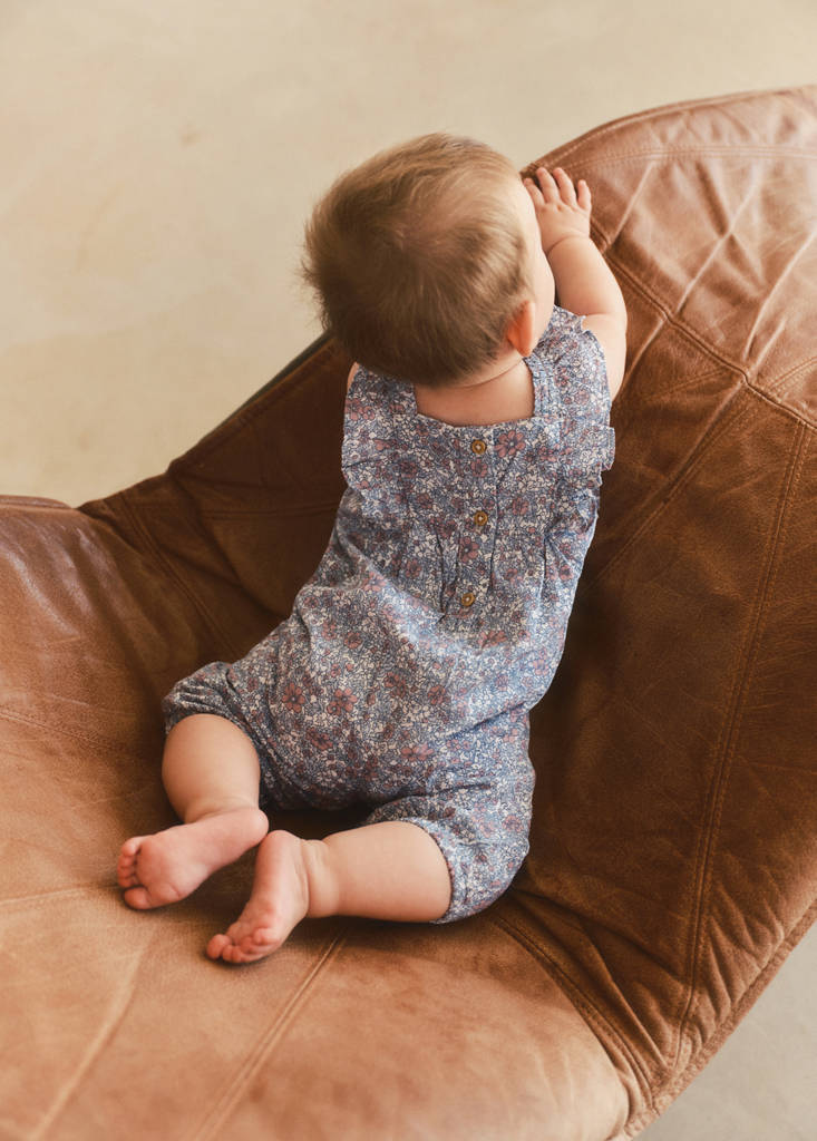 Floral print dungarees — Blue