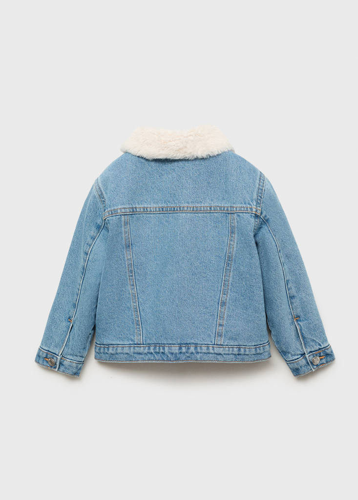 Fur-effect denim jacket — Medium Blue