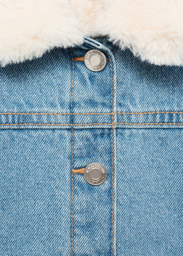 Fur-effect denim jacket — Medium Blue