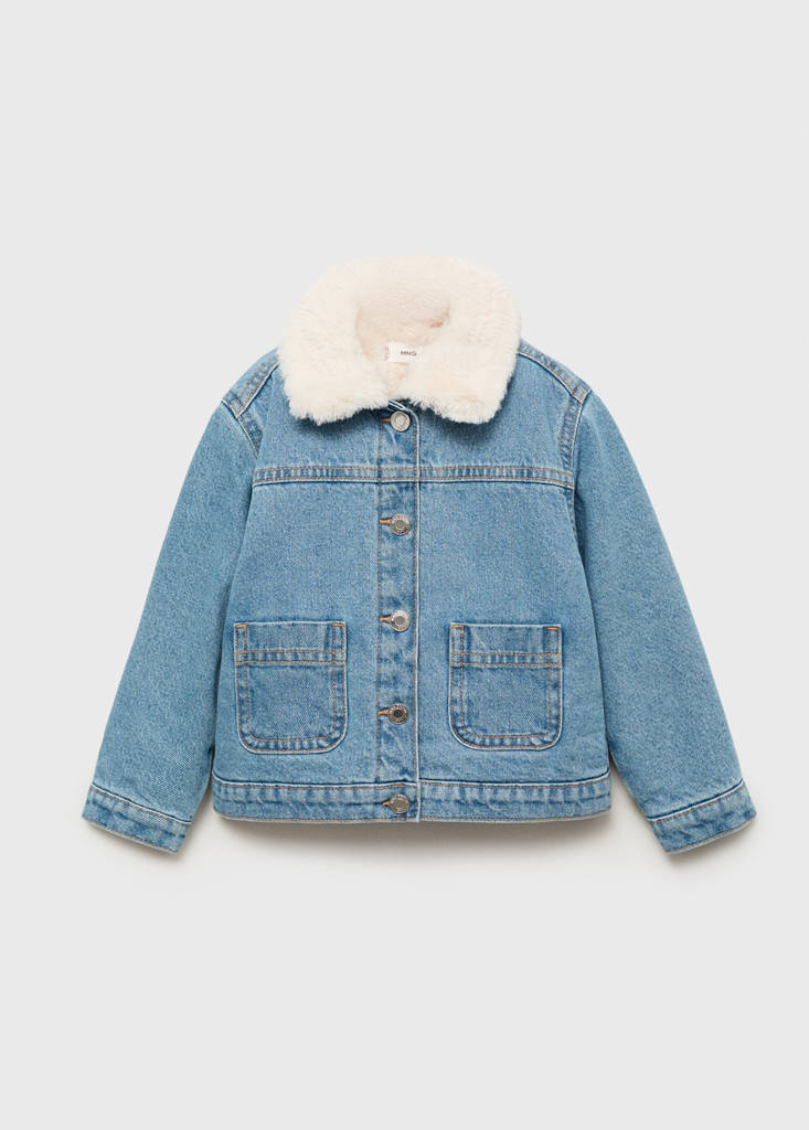 Fur-effect denim jacket — Medium Blue