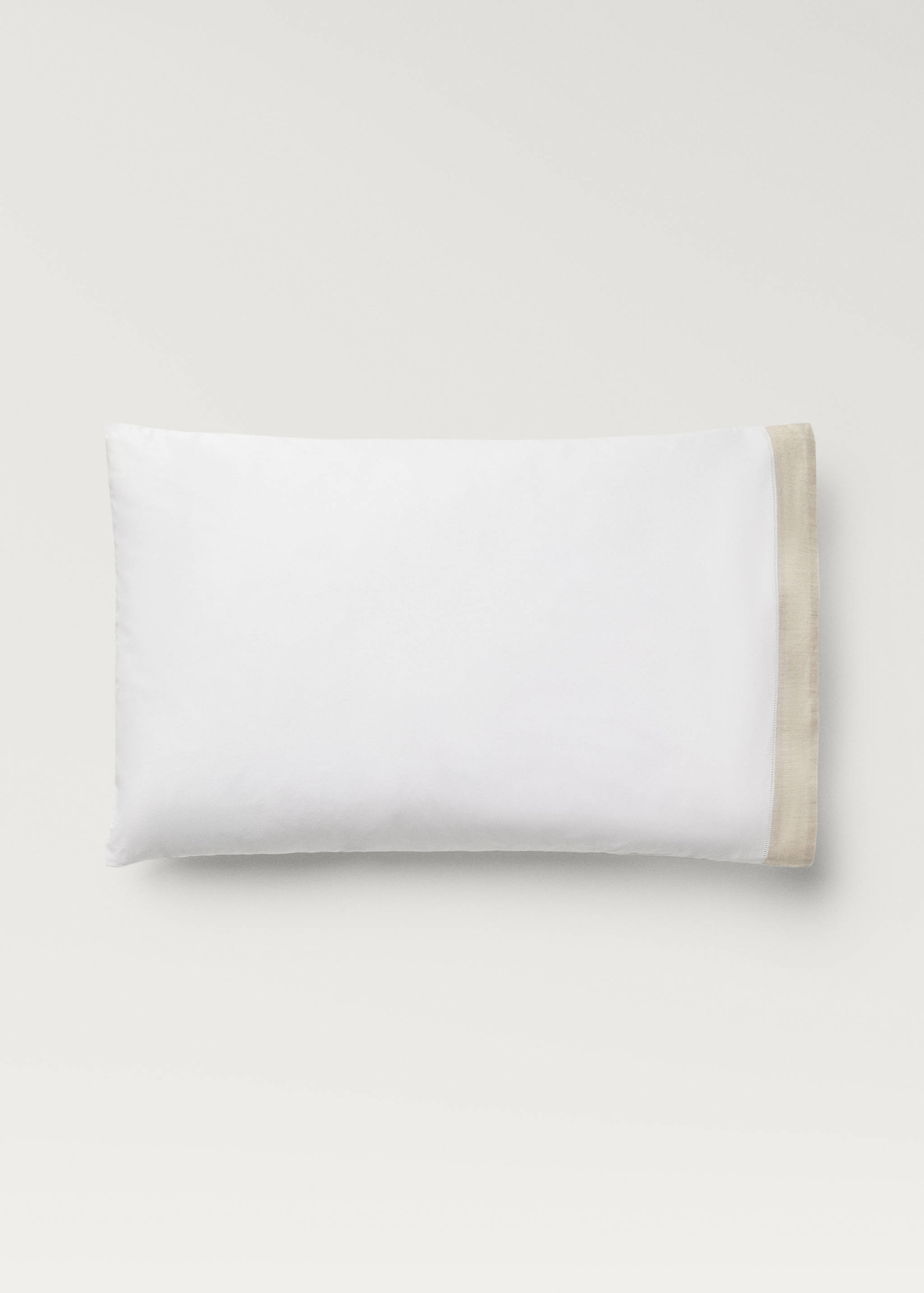 Deux taies d'oreiller percale de coton brodé lin 50x75 cm - Article sans modèle