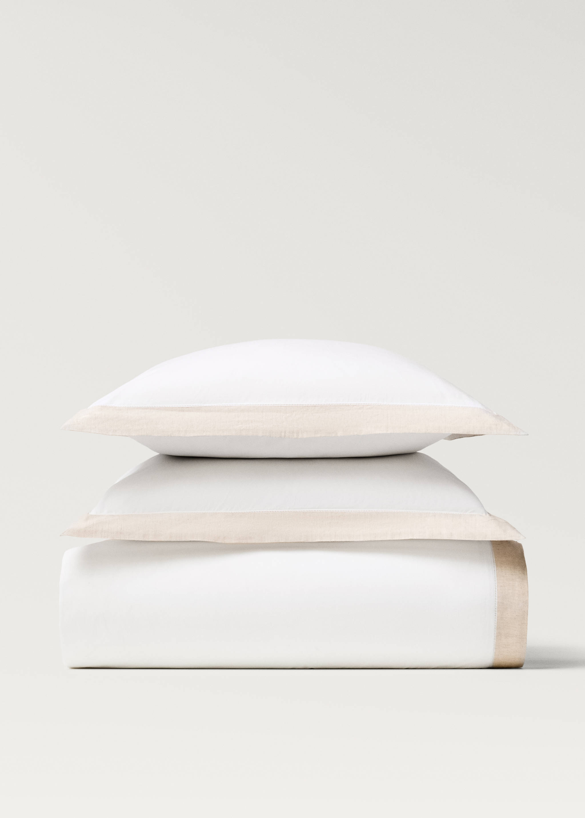Percale cotton duvet cover with linen trim King bed - Article without model