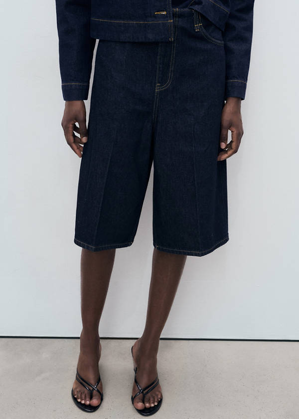 Mid-rise denim bermuda jorts — Open Blue