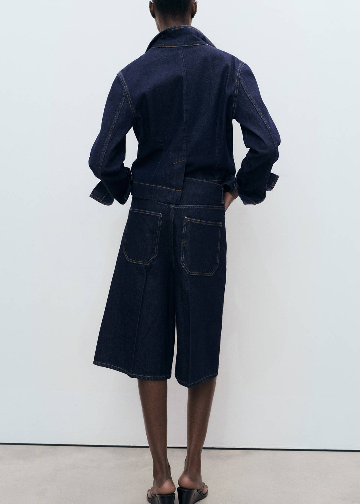 Mid-rise denim bermuda jorts — Open Blue