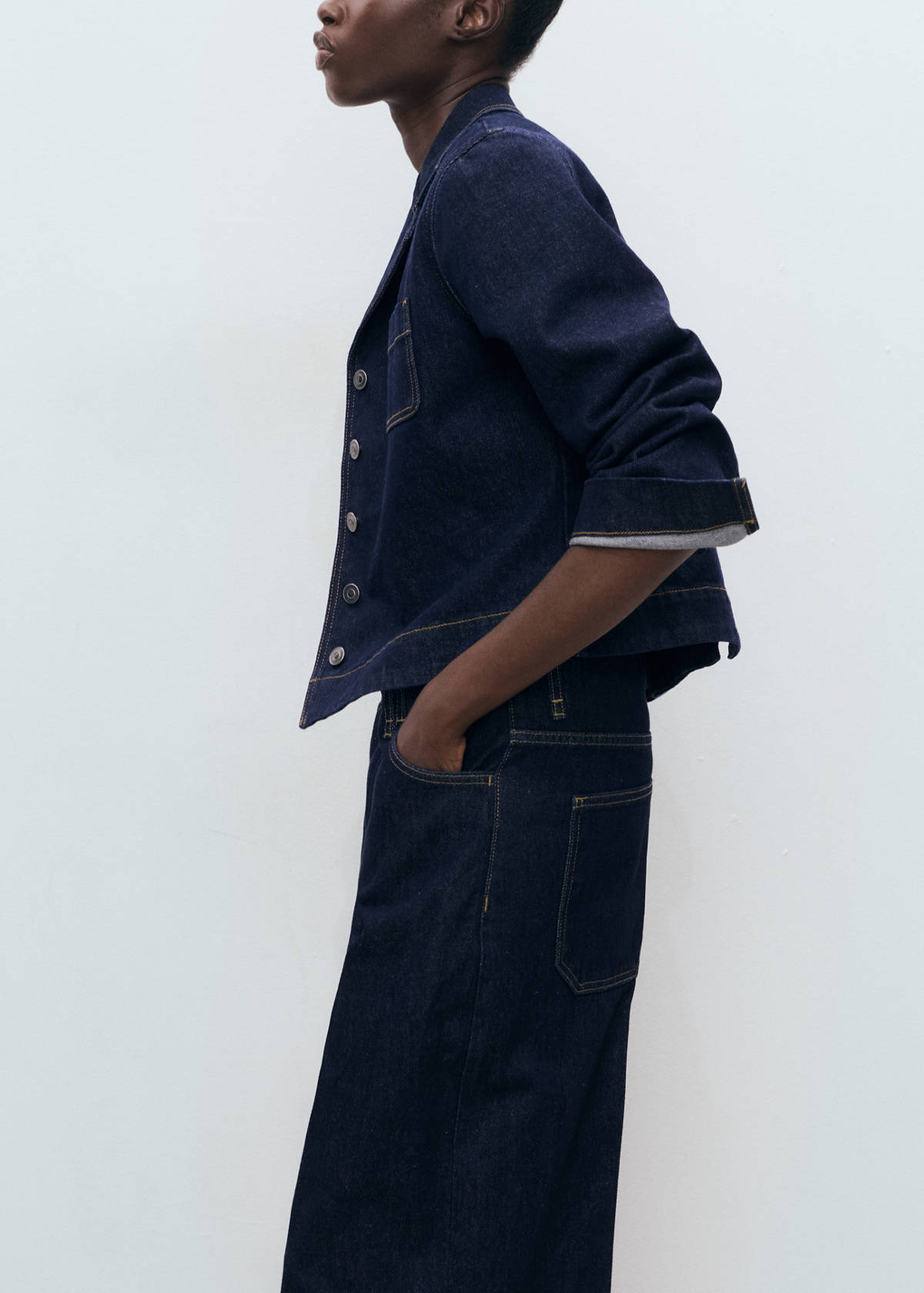 Mid-rise denim bermuda jorts — Open Blue