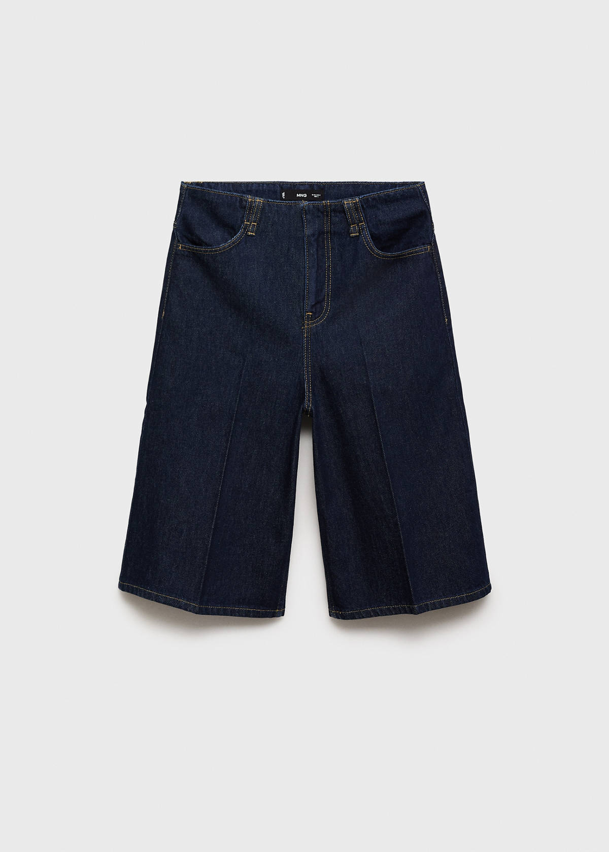 Mid-rise denim bermuda jorts — Open Blue