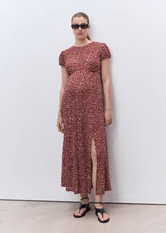 Floral-print maternity dress — Burgundy 2