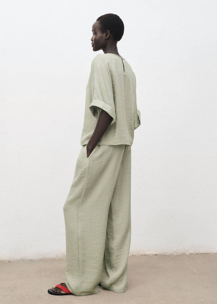 Straight textured trousers — Aqua Green