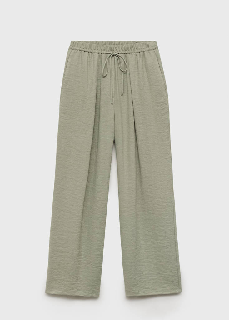Straight textured trousers — Aqua Green