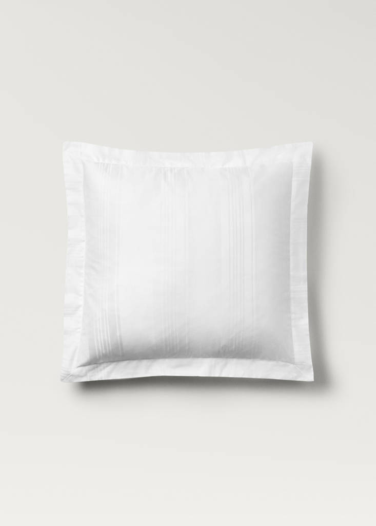 Two 300-thread count cotton satin striped pillowcases 60x60 cm — White