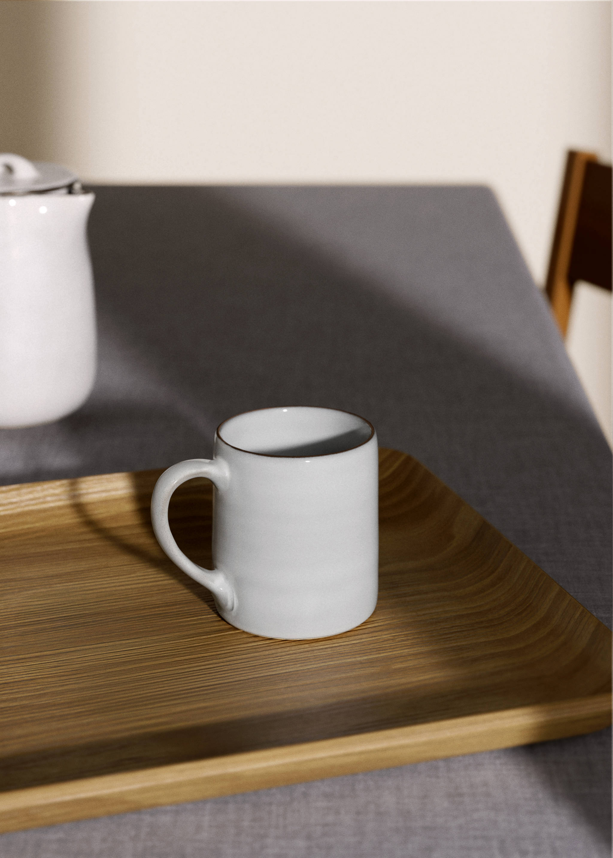 Koffiemok van contrasterend steengoed - Overzichtstekening