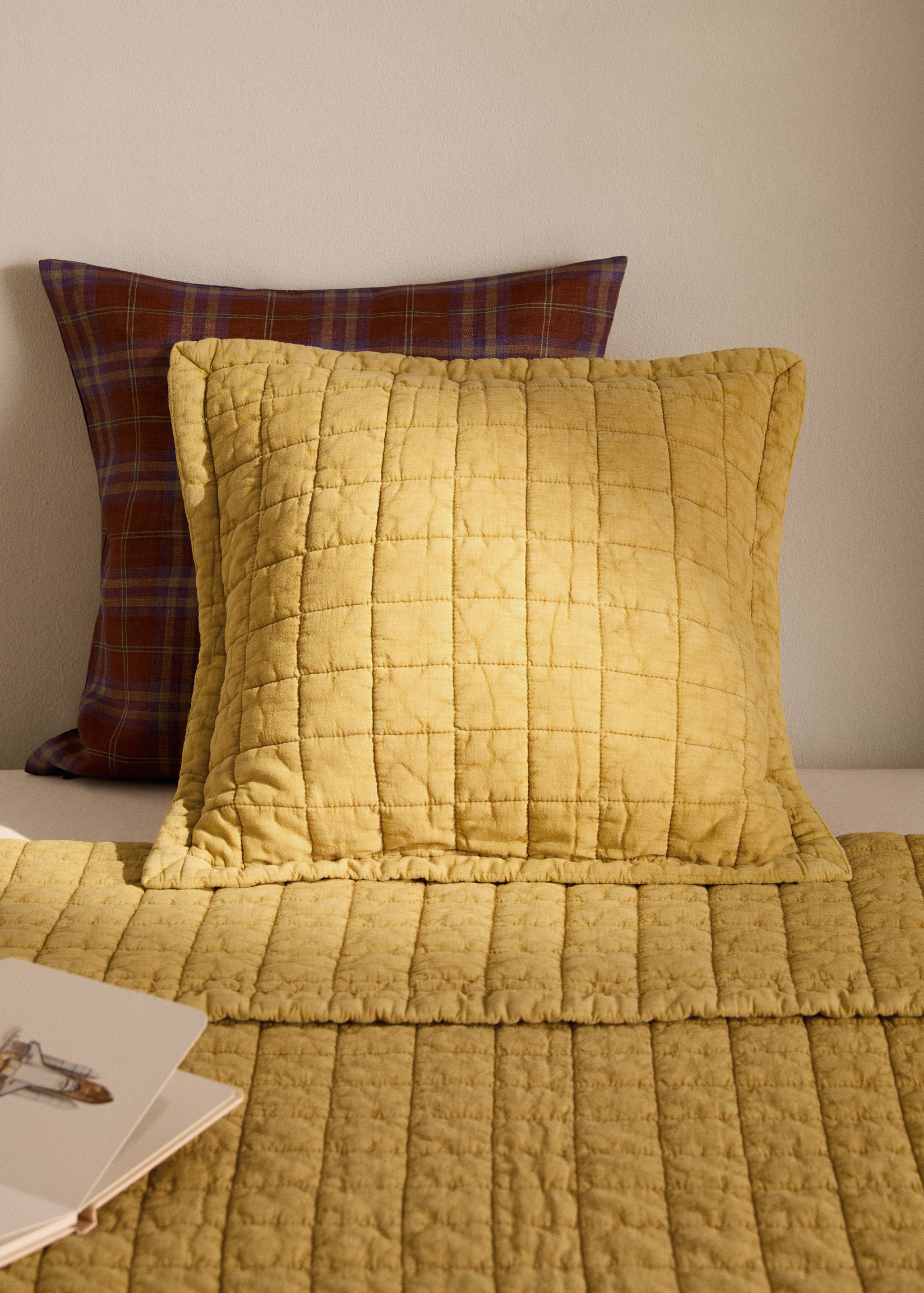 Față de pernuță din bumbac prespălat în carouri pentru copii, 40x40 cm - Plan general