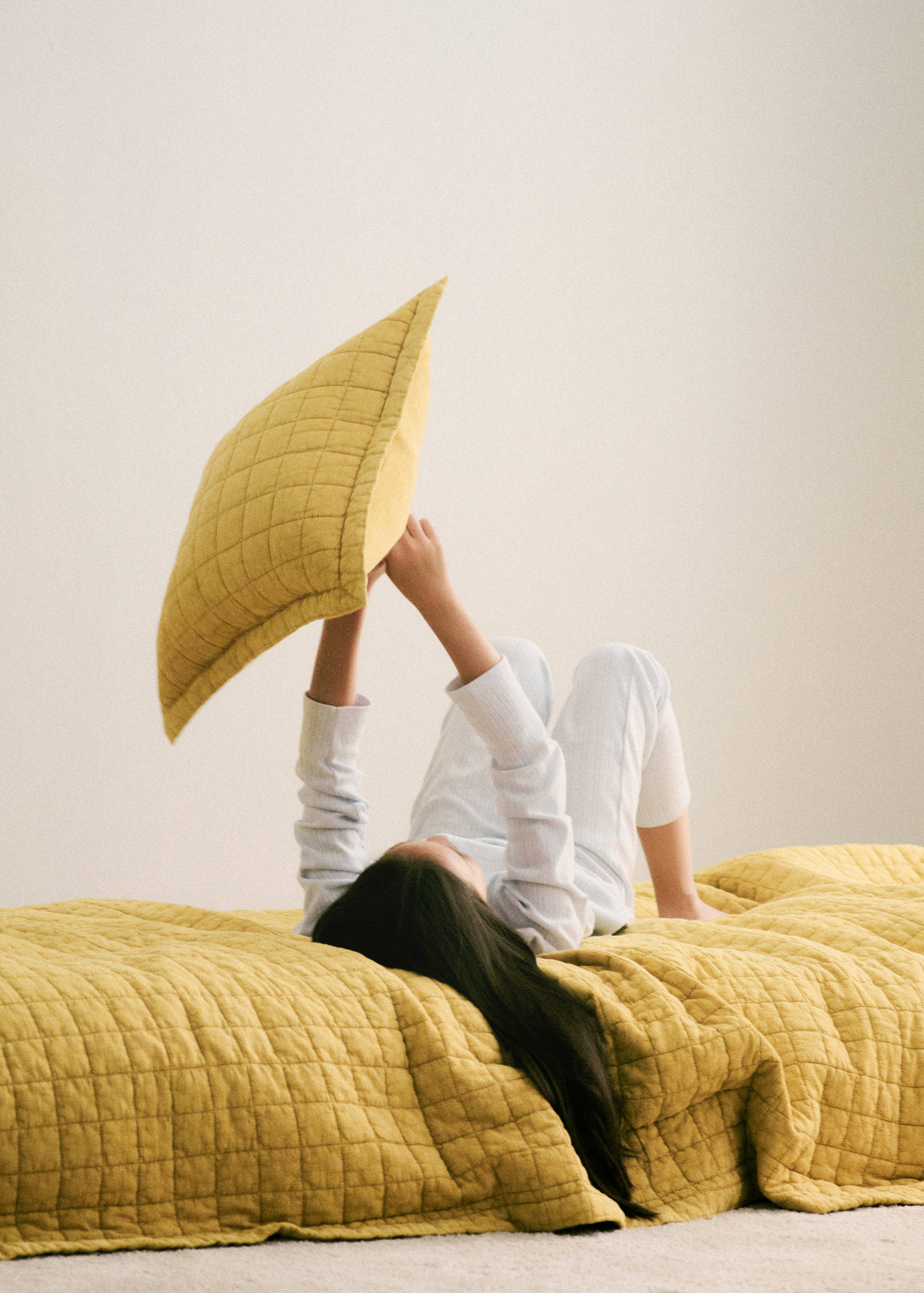 Față de pernuță din bumbac prespălat în carouri pentru copii, 40x40 cm - Detaliu al articolului 6