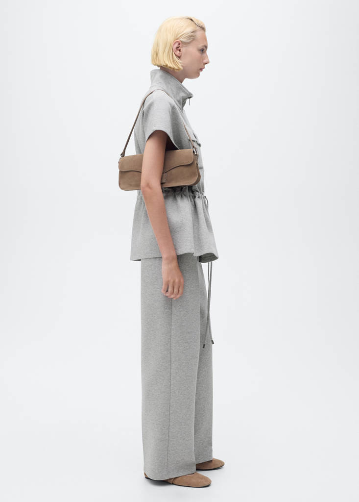 Straight-fit trousers with elastic waist — Medium Heather Grey