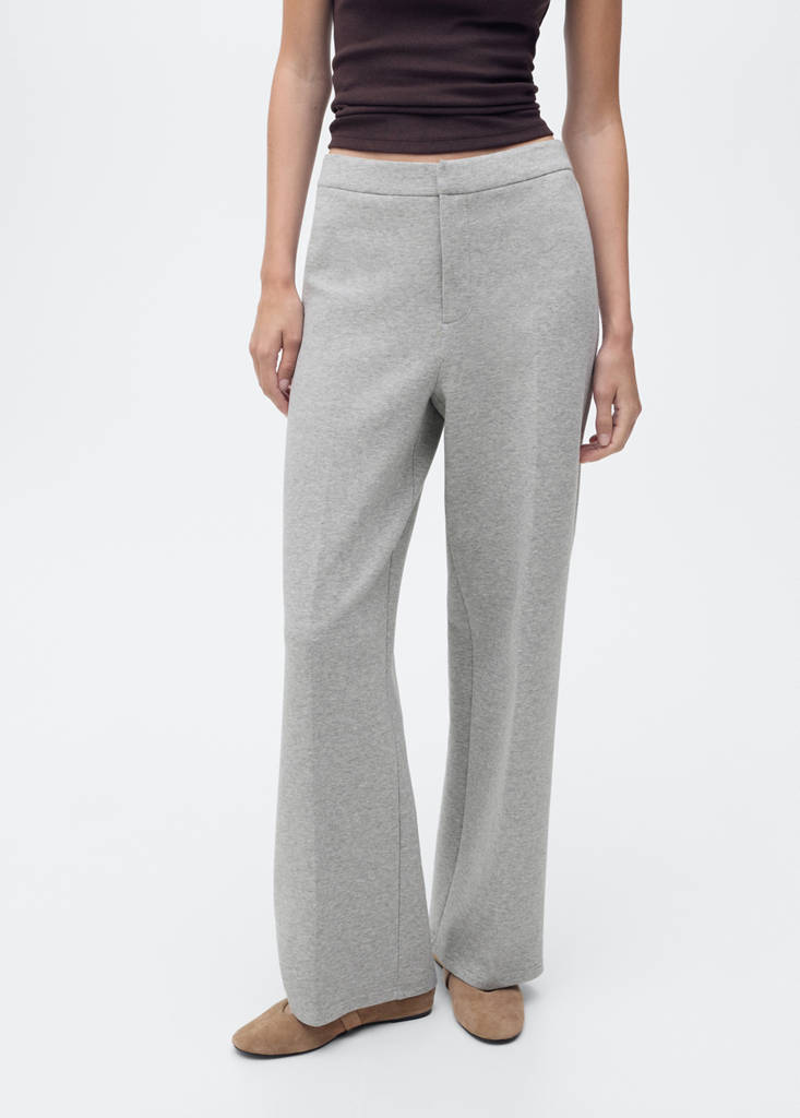 Straight-fit trousers with elastic waist — Medium Heather Grey