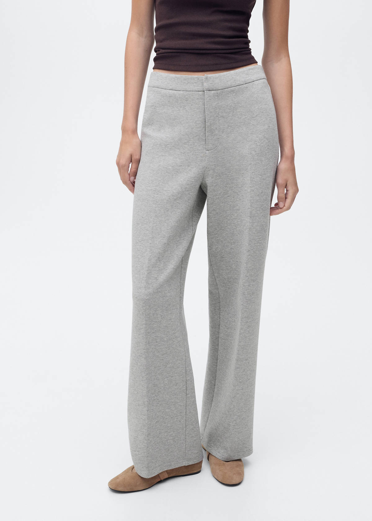 Straight-fit trousers with elastic waist — Medium Heather Grey