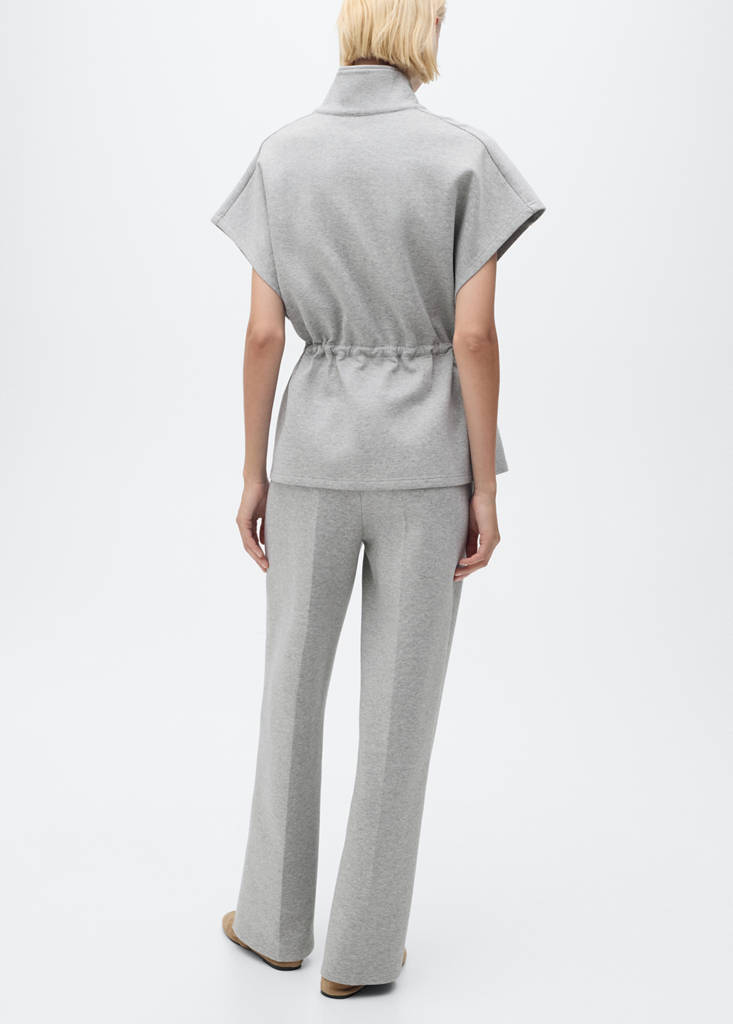 Straight-fit trousers with elastic waist — Medium Heather Grey