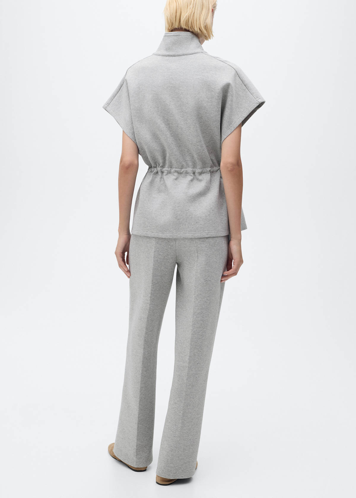 Straight-fit trousers with elastic waist — Medium Heather Grey