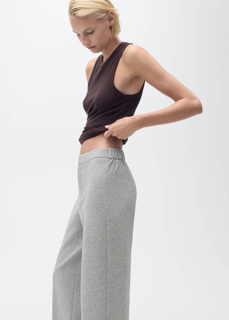 Straight-fit trousers with elastic waist — Medium Heather Grey