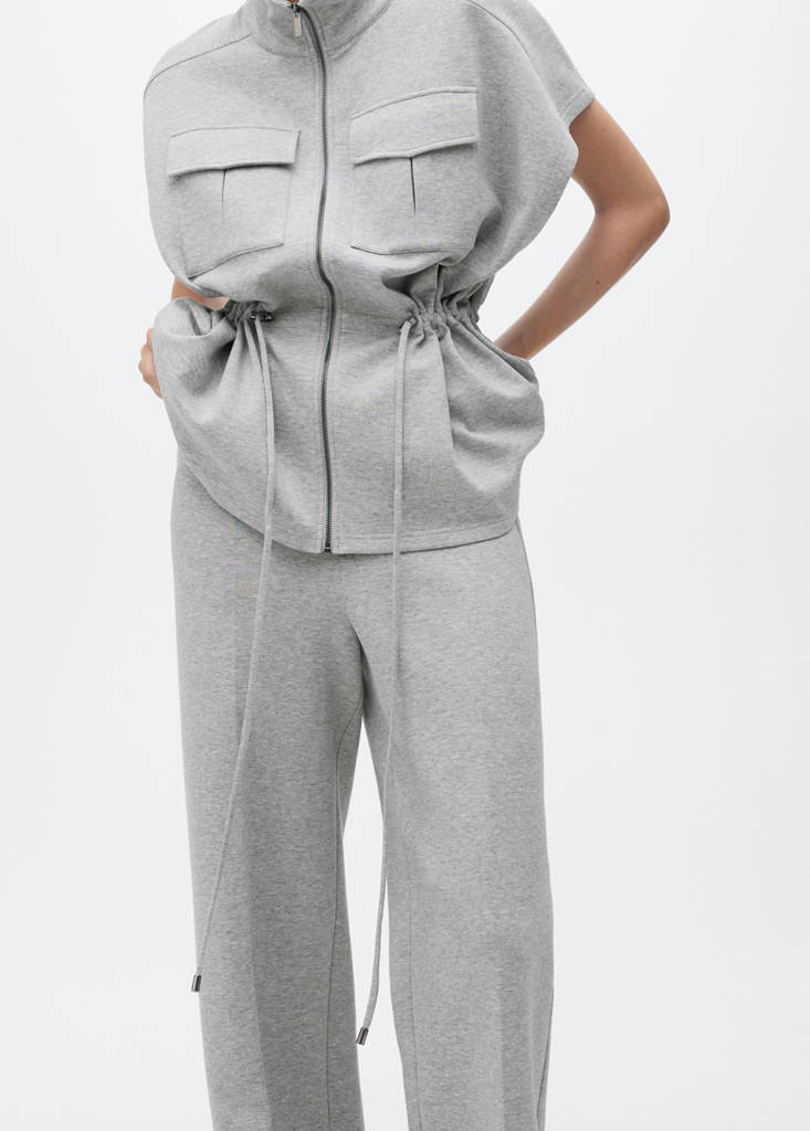 Straight-fit trousers with elastic waist — Medium Heather Grey