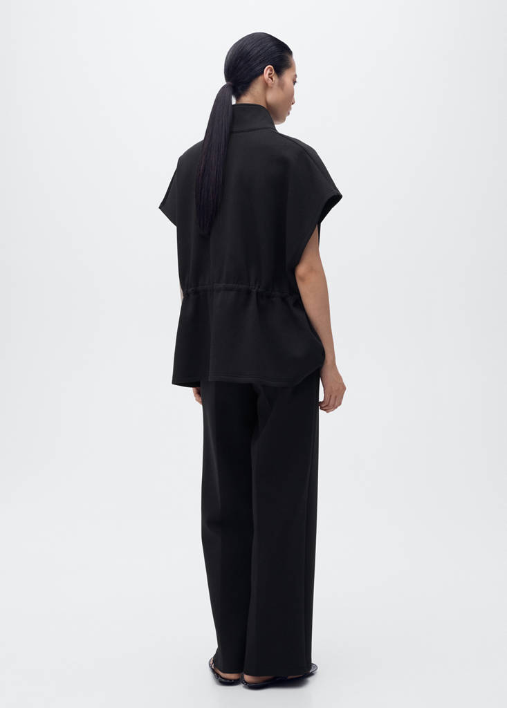 Straight-fit trousers with elastic waist — Black