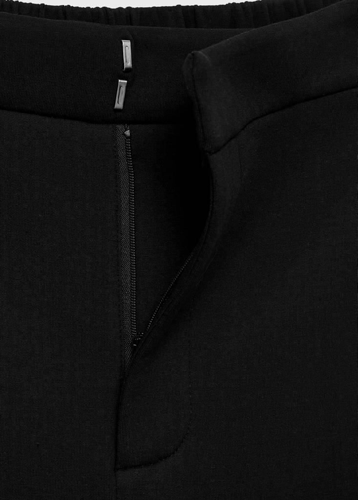 Straight-fit trousers with elastic waist — Black