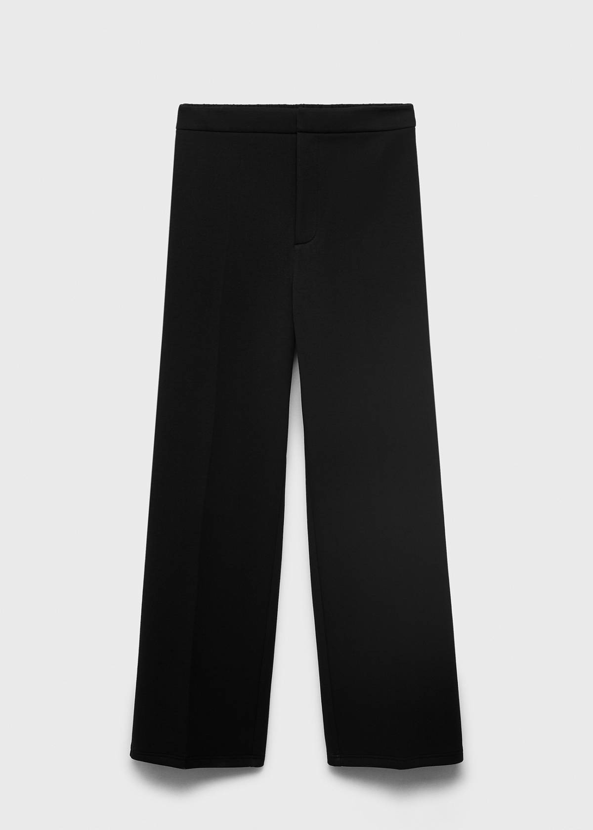 Straight-fit trousers with elastic waist — Black