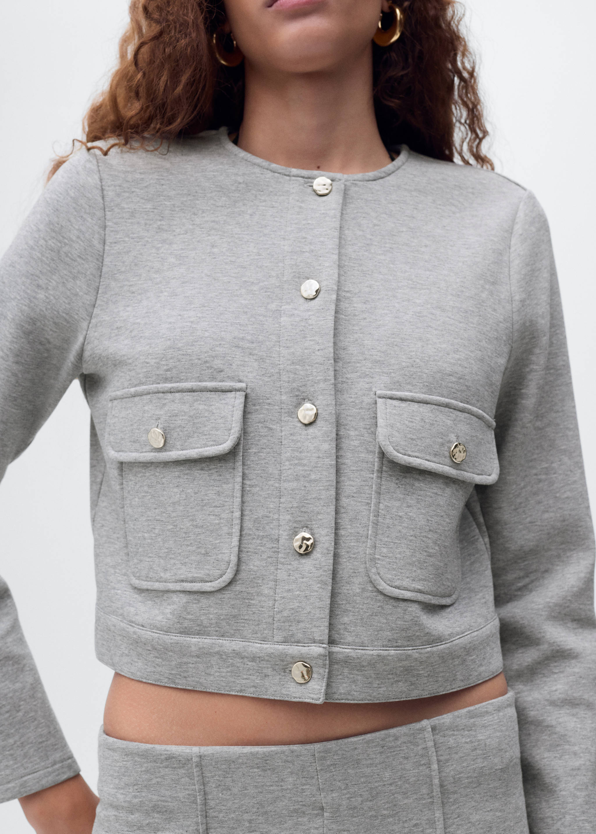 Cotton cropped jacket with pockets - Details of the article 6