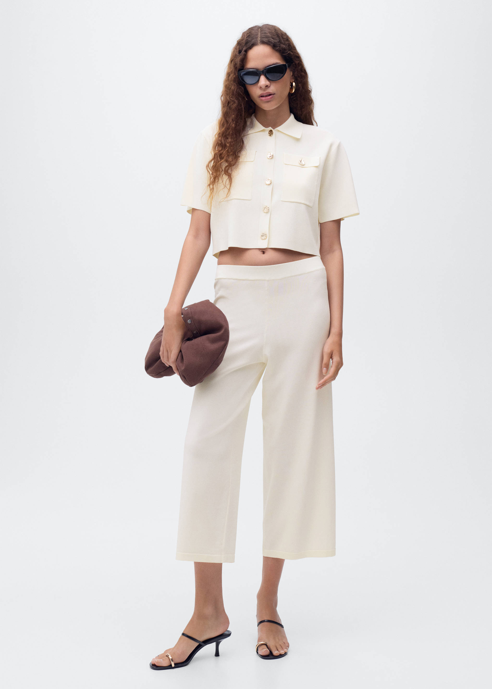 Crop knit trousers - General plane