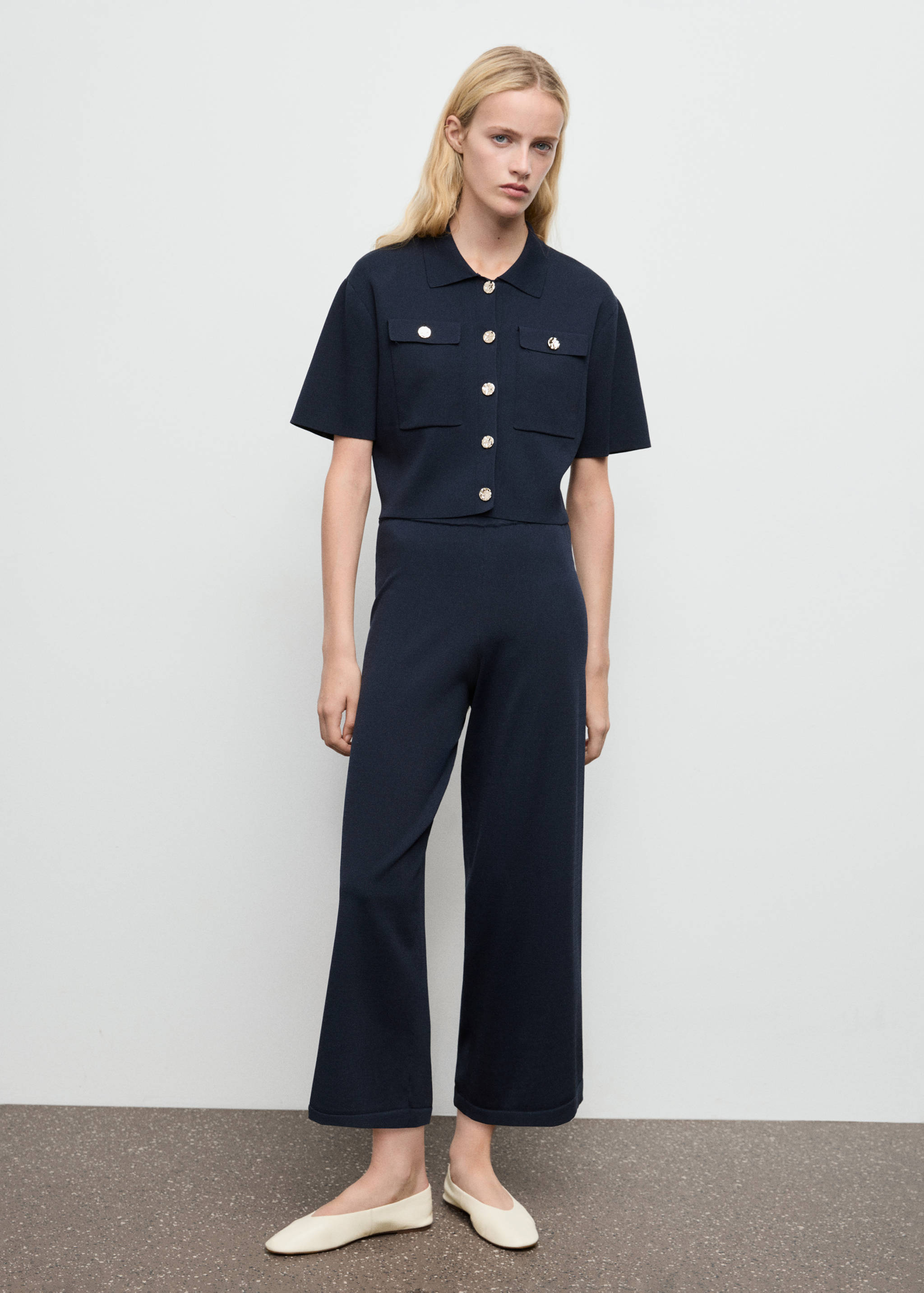 Crop knit trousers - General plane