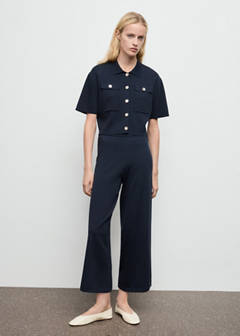Crop knit trousers — Navy 2