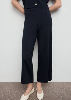 Crop knit trousers — Navy 1