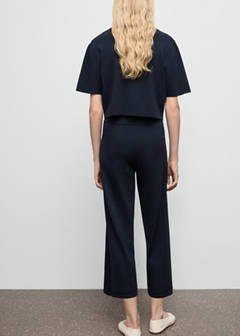 Crop knit trousers — Navy 3