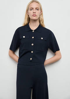 Crop knit trousers — Navy 4