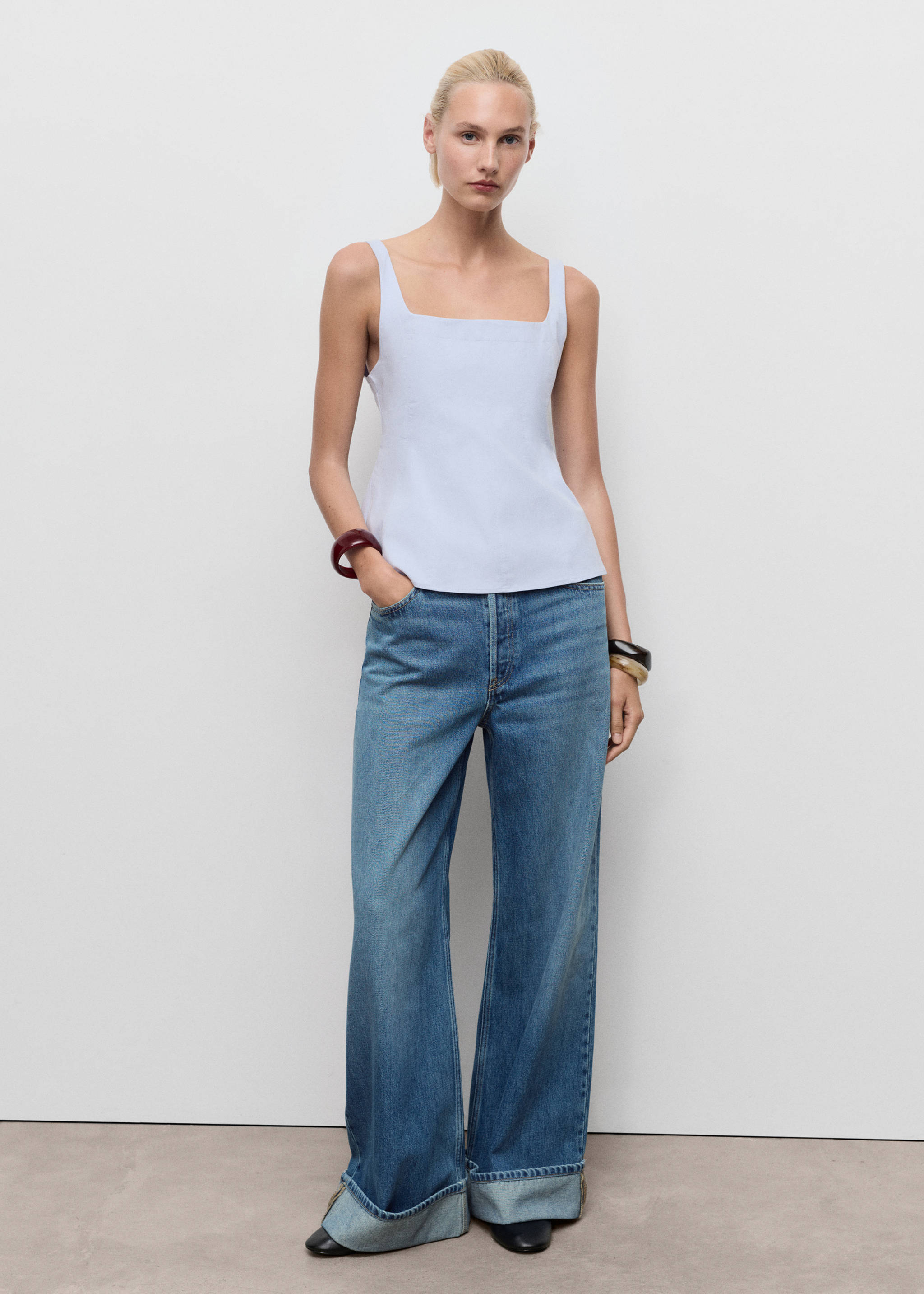 Top evasê de algodão - Plano geral