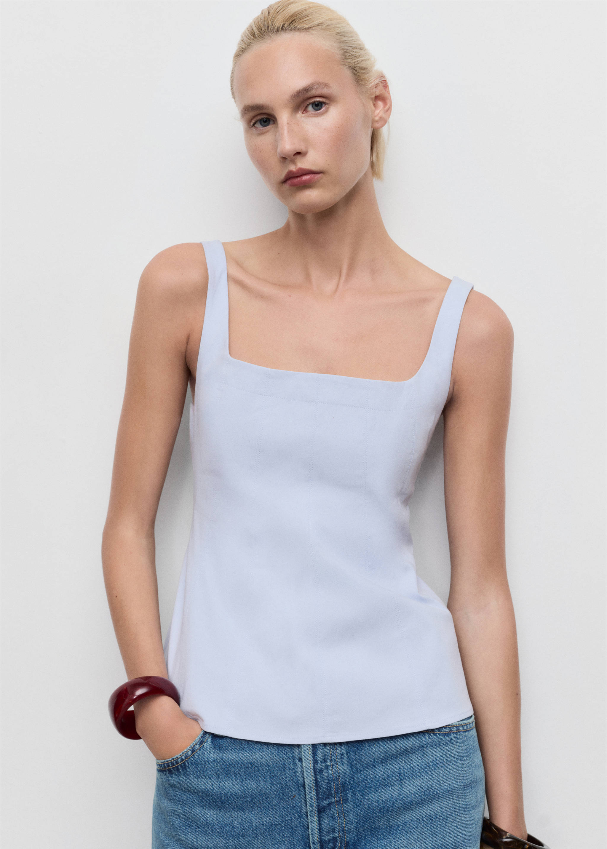 Top evasê de algodão - Plano médio