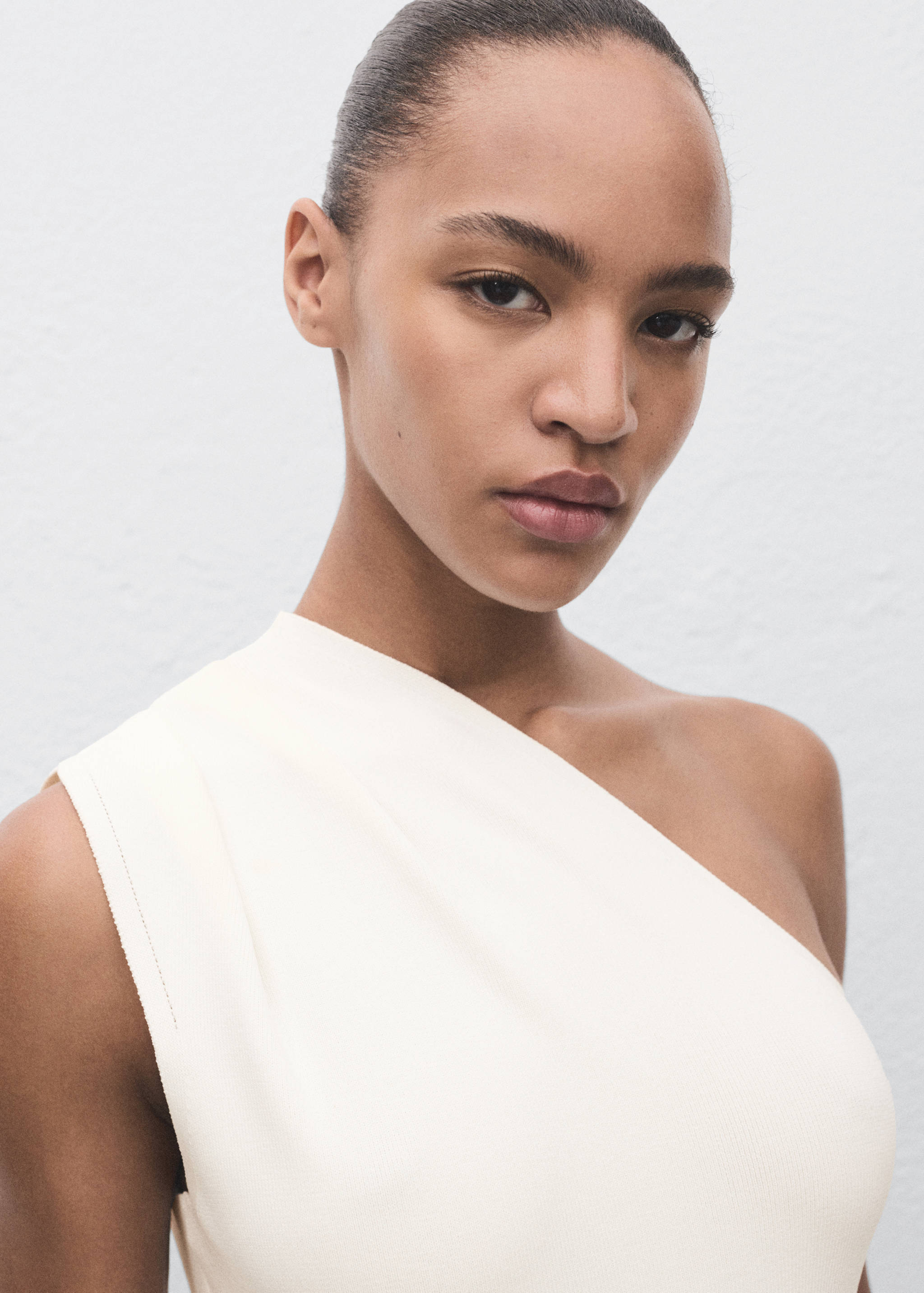 Asymmetrical combined knitted dress - Details of the article 1