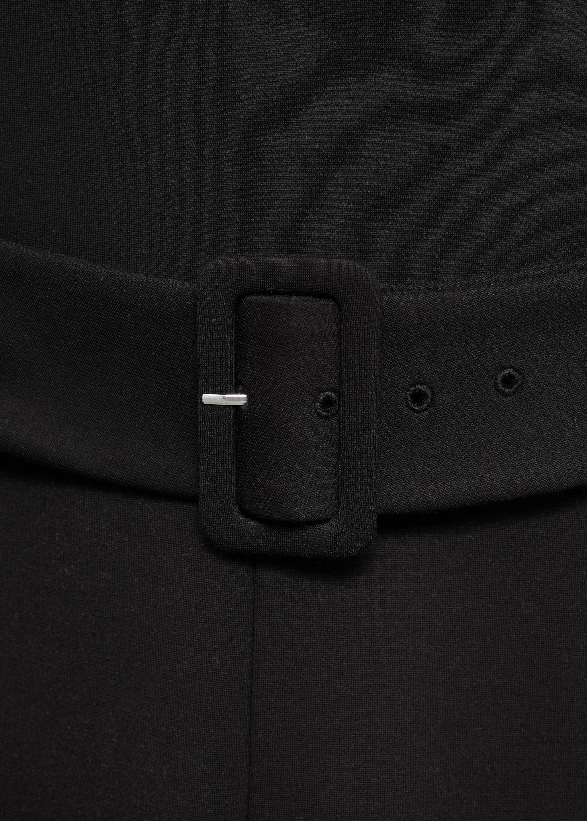 Long jumpsuit with belt and buckle - Details of the article 8, Black. Ref: 17074082-00.